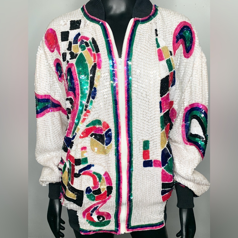 Vintage Lillie Rubin Sequin Bomber Jacket